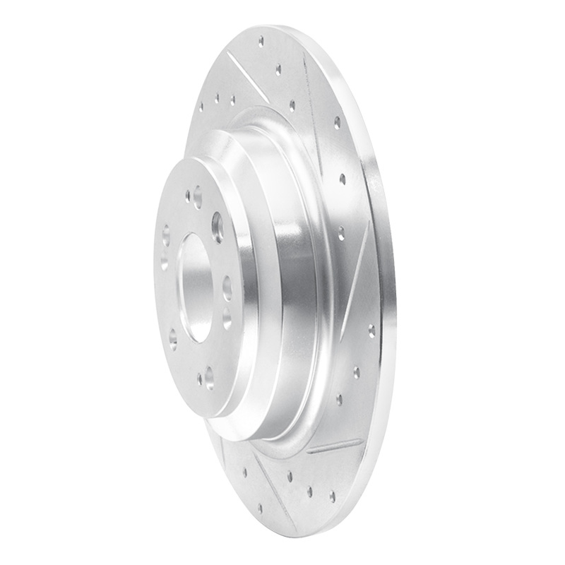 Acura TL Brake Rotor (1) - Rear Right - R1 Concepts - Drilled & Slotted - Silver - `09-`14